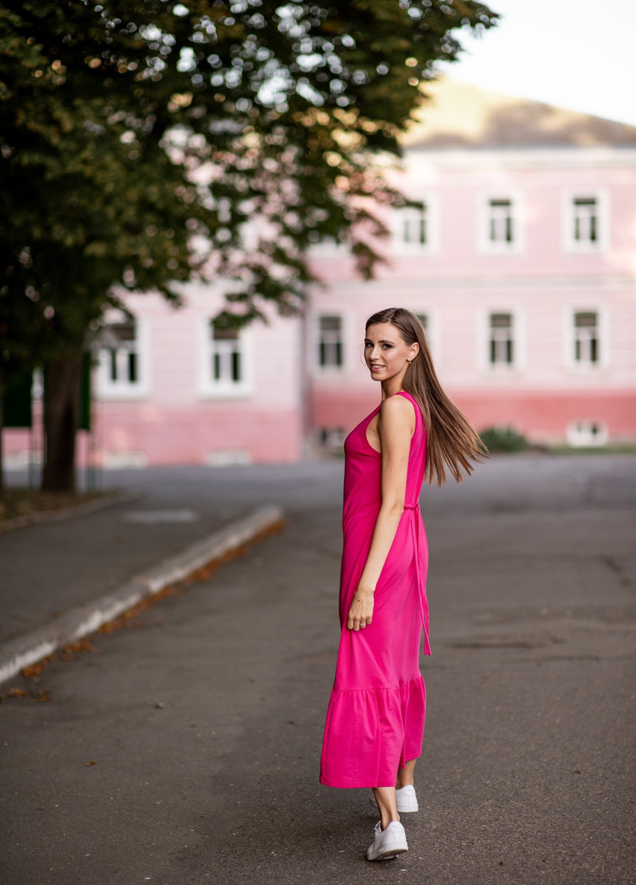 Рожева кежуал жіноча сукня з пишною спідницею V.O.G. однотонна