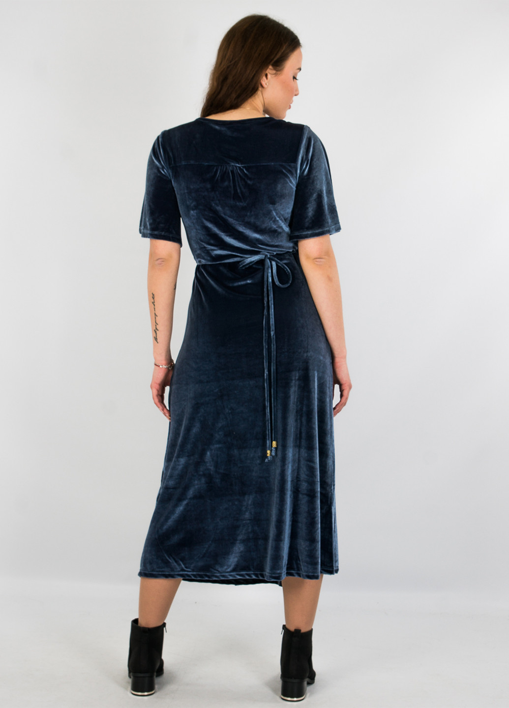 Сіро-синя кежуал сукня на запах Bebe Plus однотонна