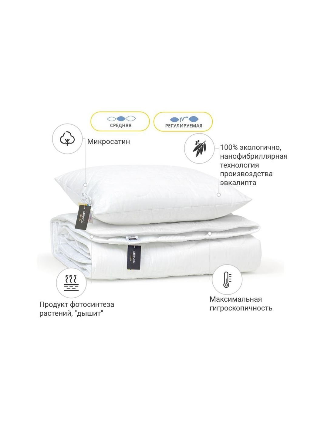 Одеяло Набор Эвкалиптовый №1702 Eco Light White Одеяло 140х205 + п (2200002655910) Mirson (254076996)