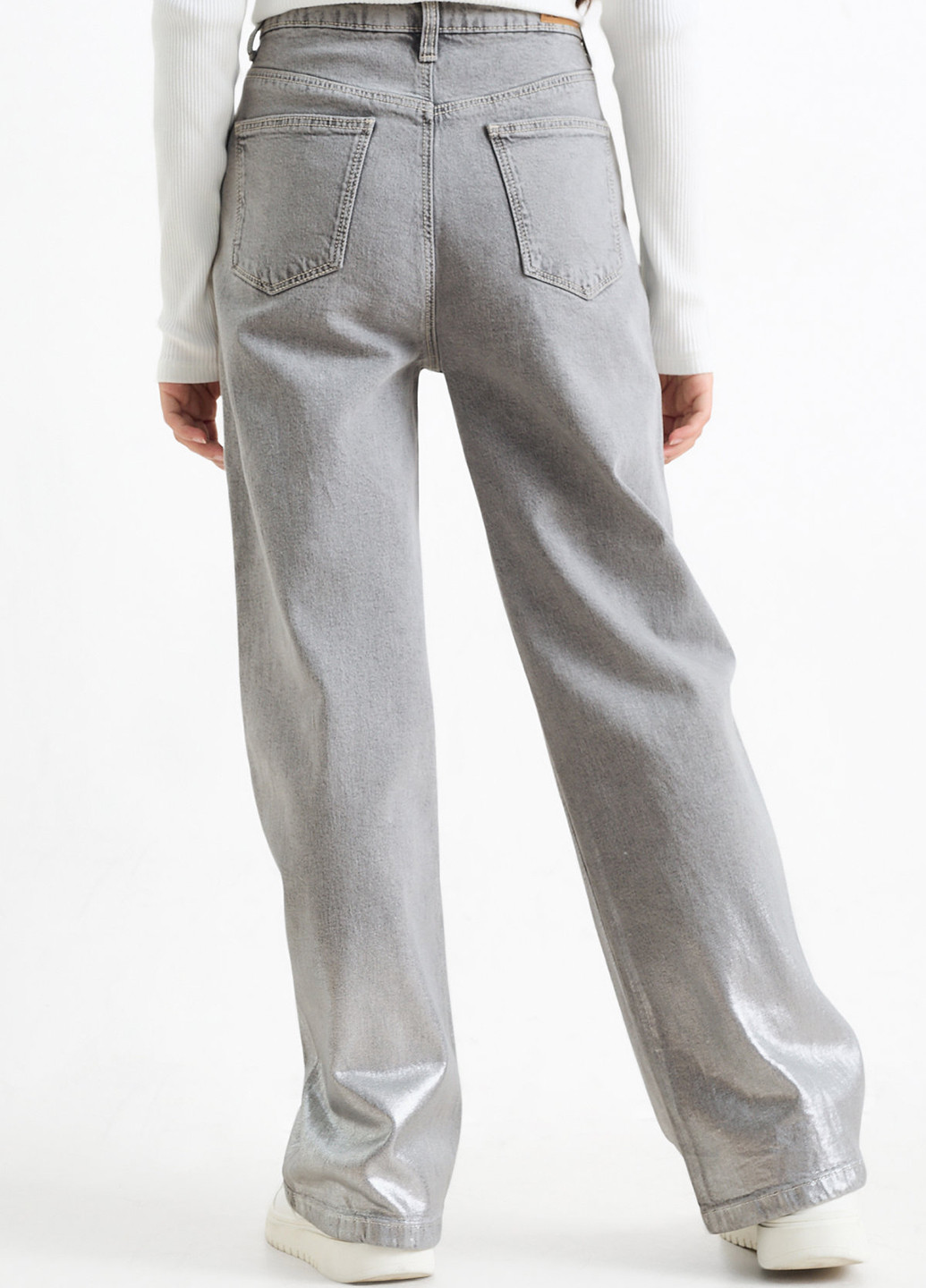 Светло-серые демисезонные мешковатые, прямые джинсы C&A