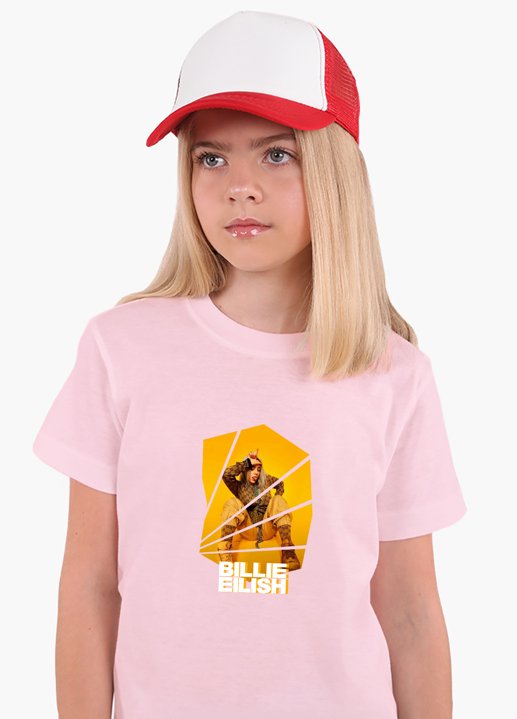 Рожева демісезонна футболка дитяча біллі айлиш (billie eilish) (9224-1216) MobiPrint