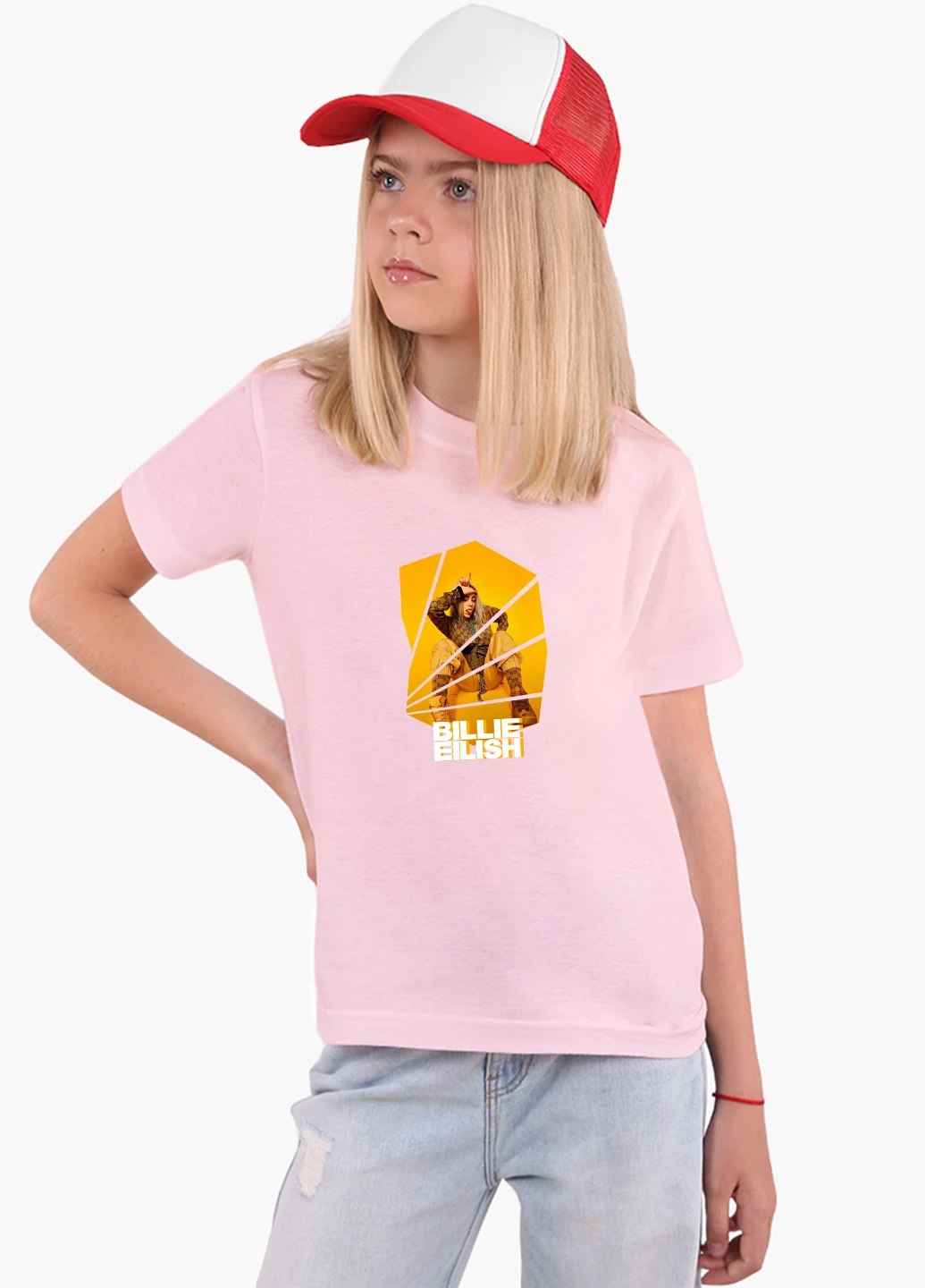 Рожева демісезонна футболка дитяча біллі айлиш (billie eilish) (9224-1216) MobiPrint