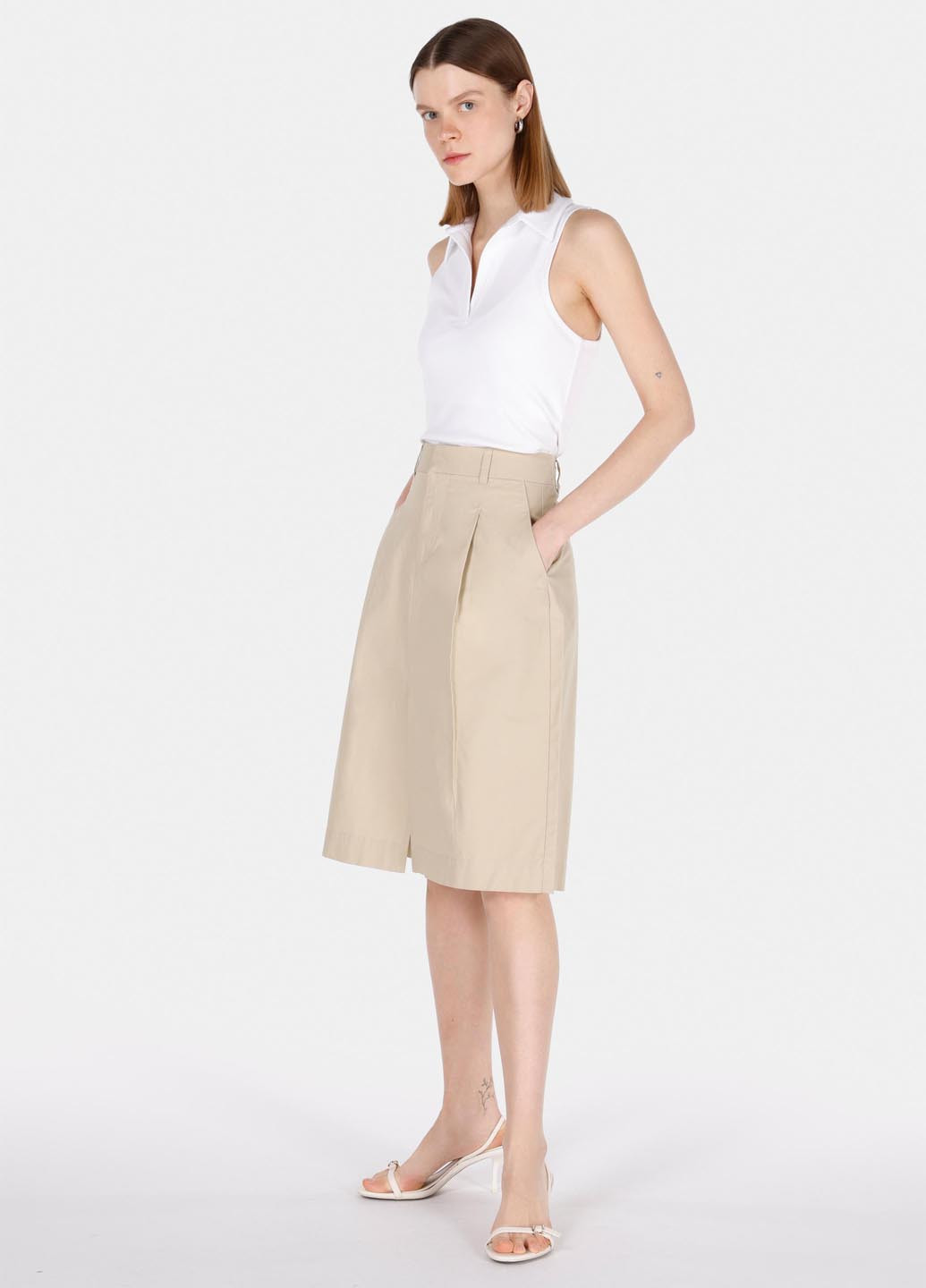 Бежевая кэжуал однотонная юбка Colin's а-силуэта (трапеция)