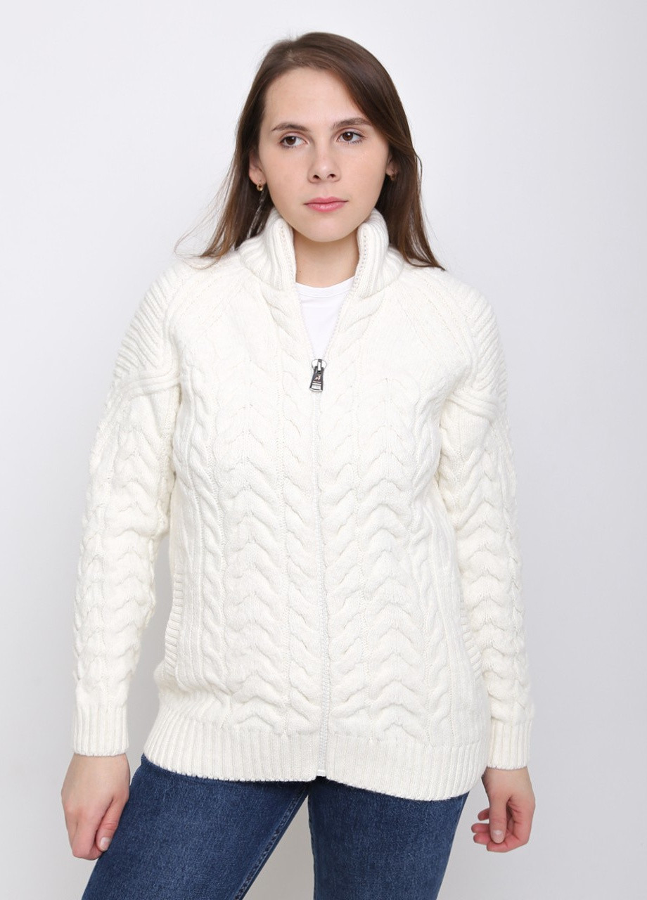 Білий зимовий жіночий светр на молнії білий теплий великий розмір Pulltonic Прямая