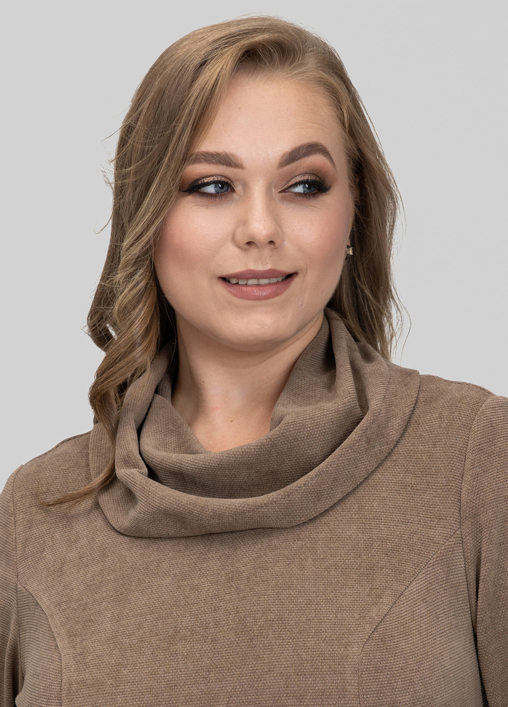 Кофейное кэжуал платье клеш A'll Posa однотонное