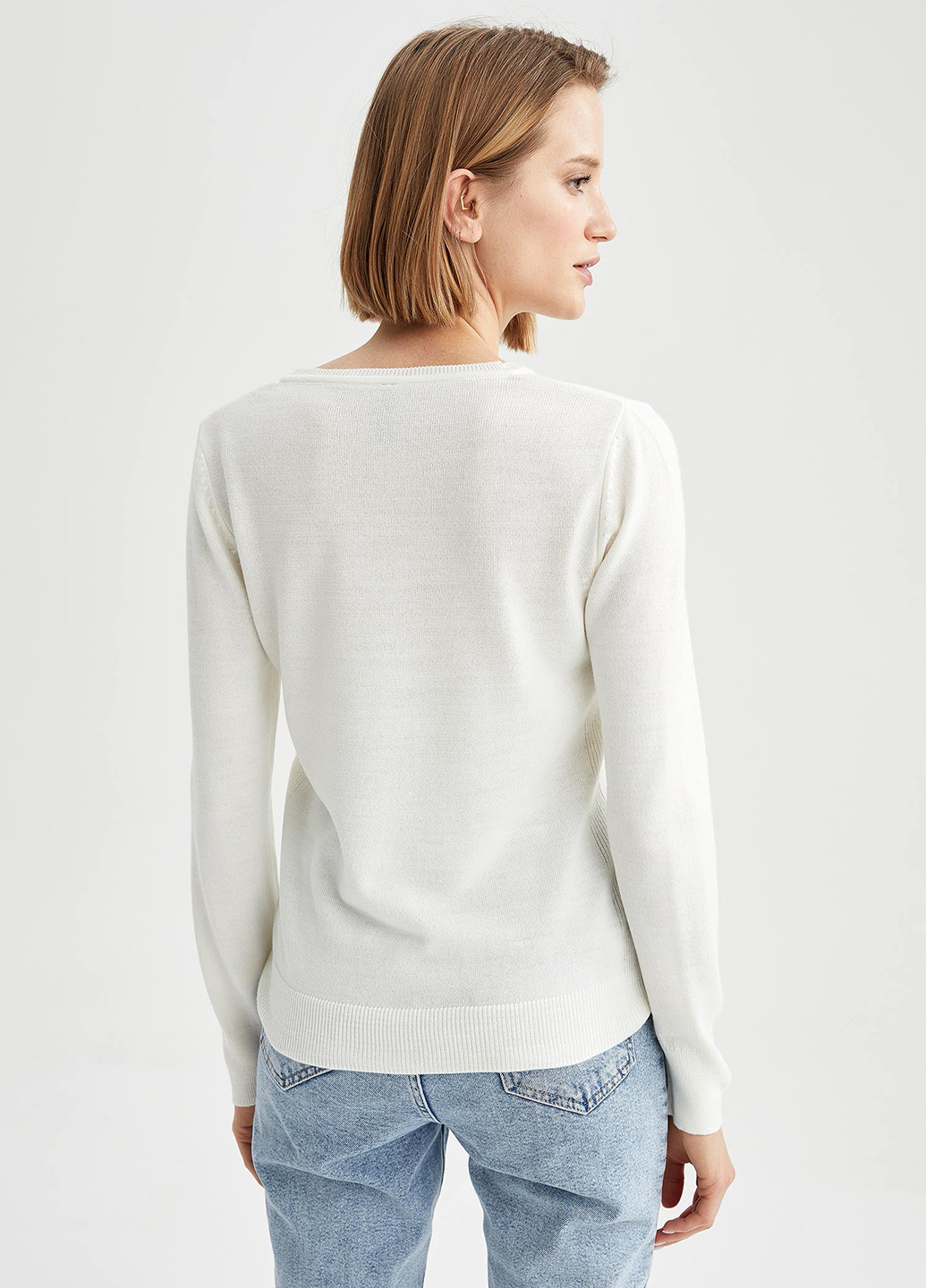 Білий демісезонний пуловер пуловер DeFacto