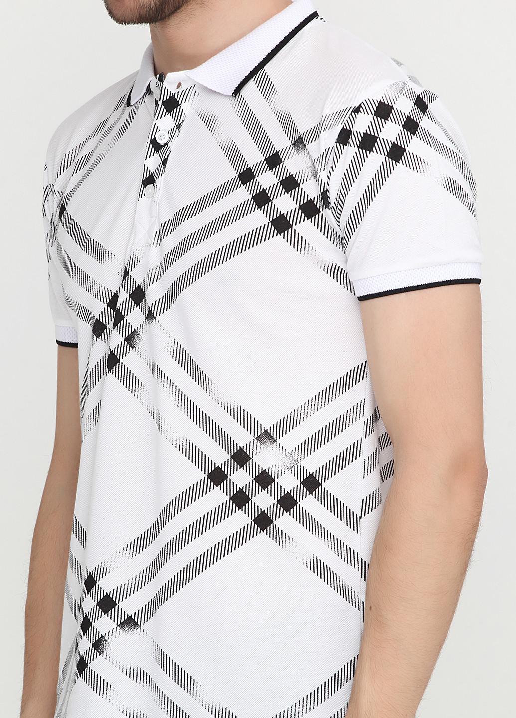 Белая футболка-поло для мужчин Barazza с абстрактным узором