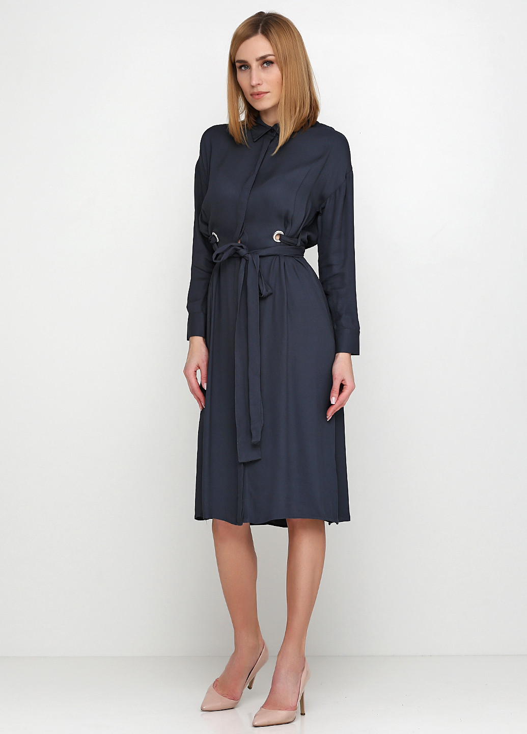 Темно-серое кэжуал платье Massimo Dutti однотонное