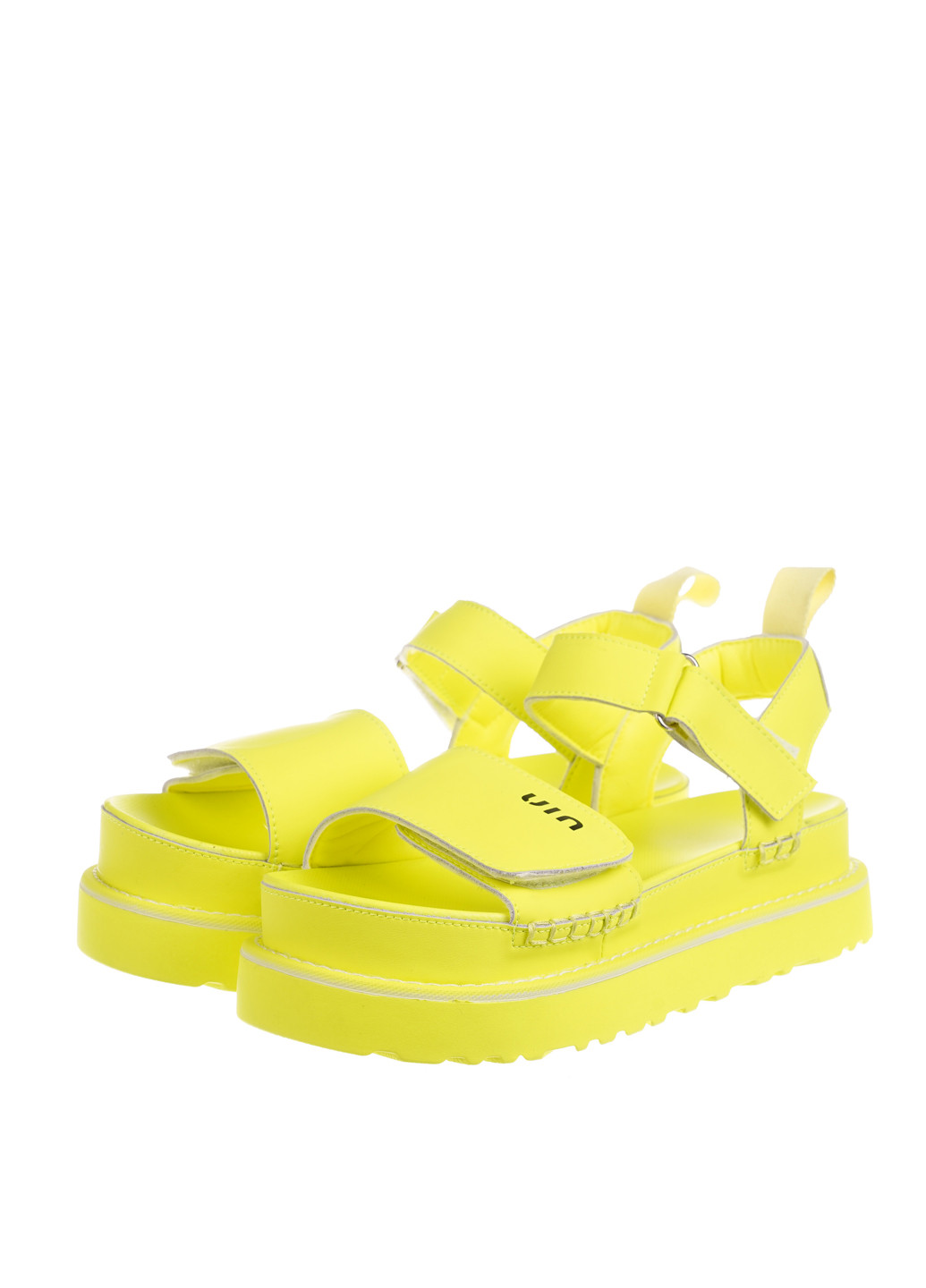 Кислотно-жёлтые босоножки Lola Andy на липучке с тиснением