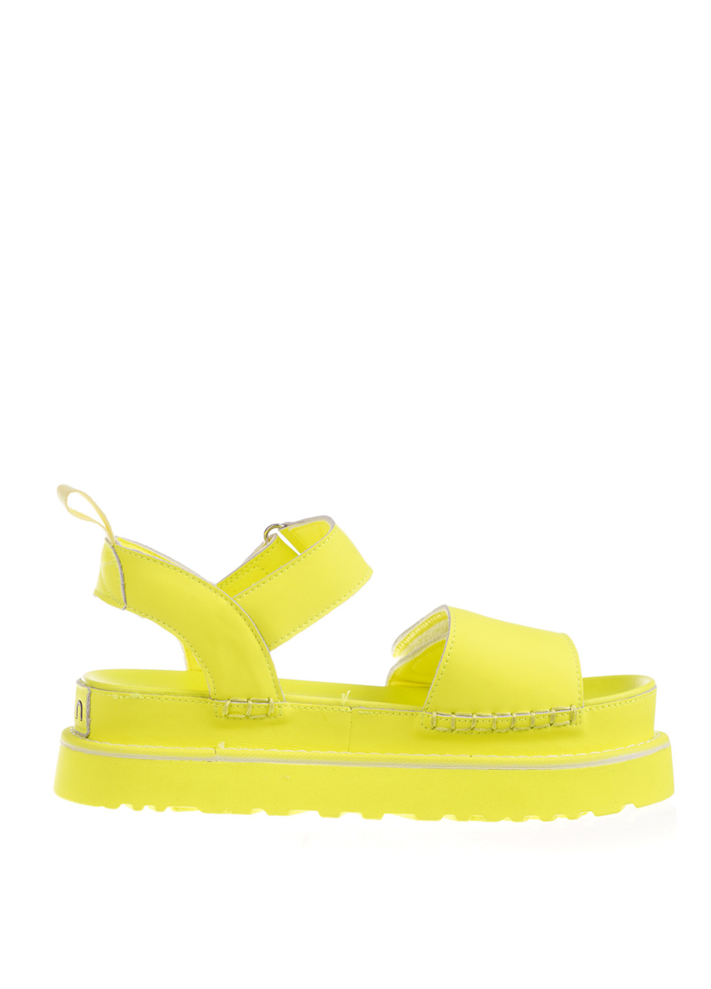 Кислотно-жёлтые босоножки Lola Andy на липучке с тиснением