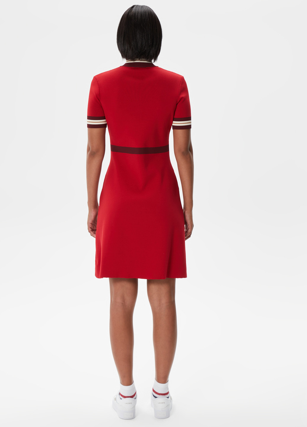 Красное кэжуал платье платье-водолазка Lacoste однотонное
