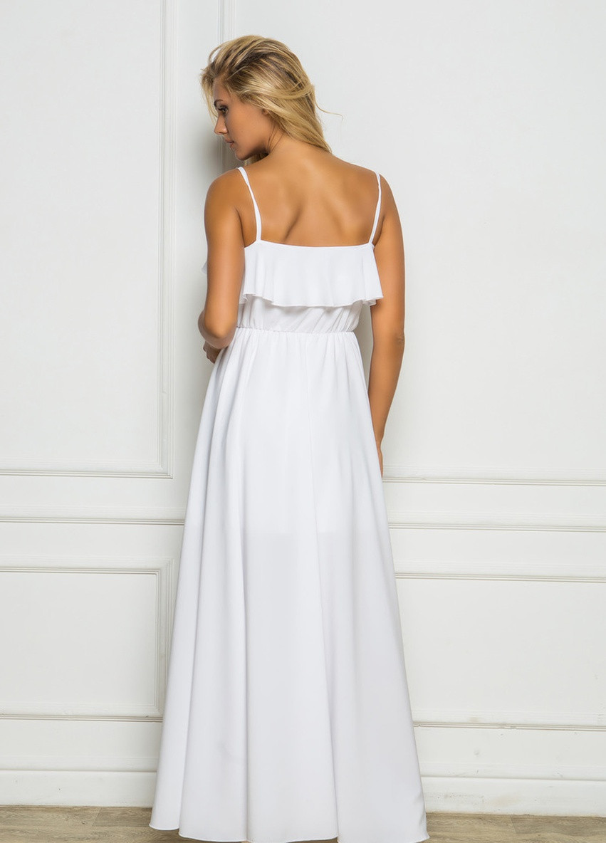 Белое вечернее платье с открытой спиной, колокол, с юбкой-солнце, а-силуэт FashionYouWant однотонное