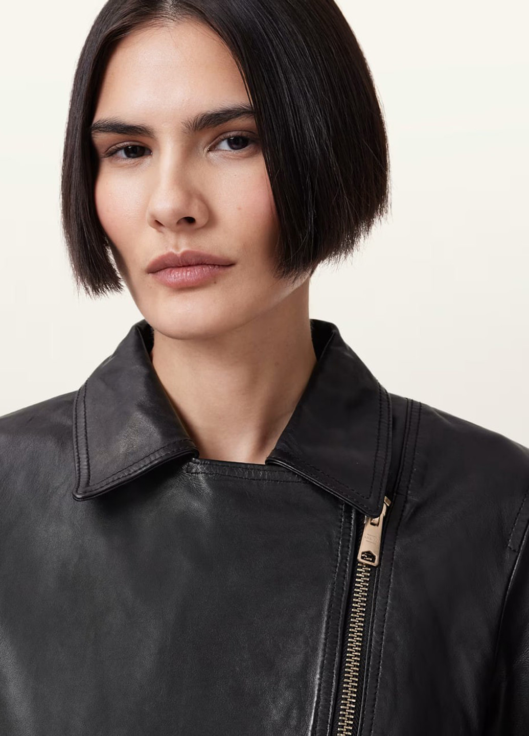 Черная демисезонная куртка кожаная байкерская Allsaints