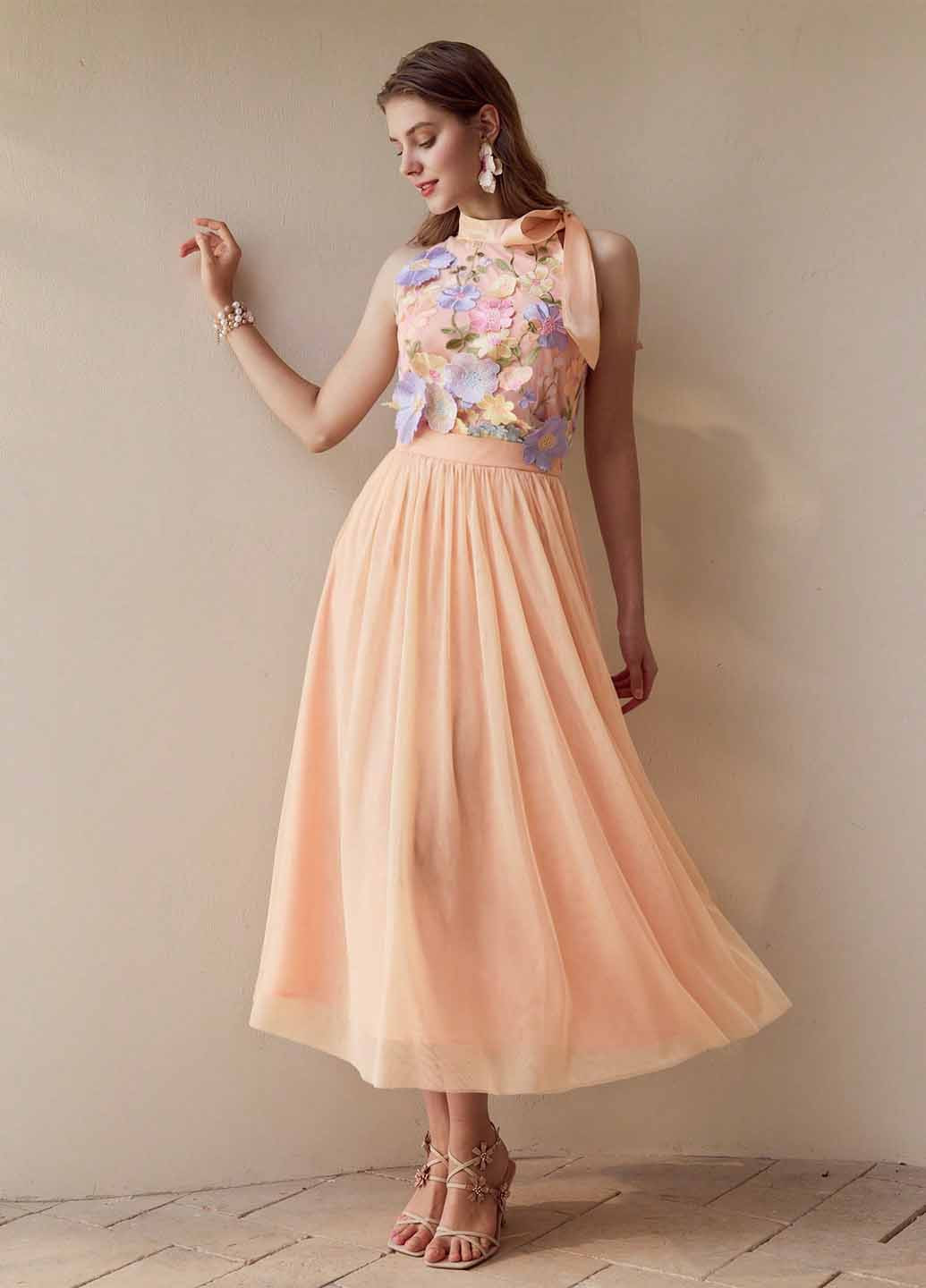 Оранжевая кэжуал однотонная юбка SHEIN