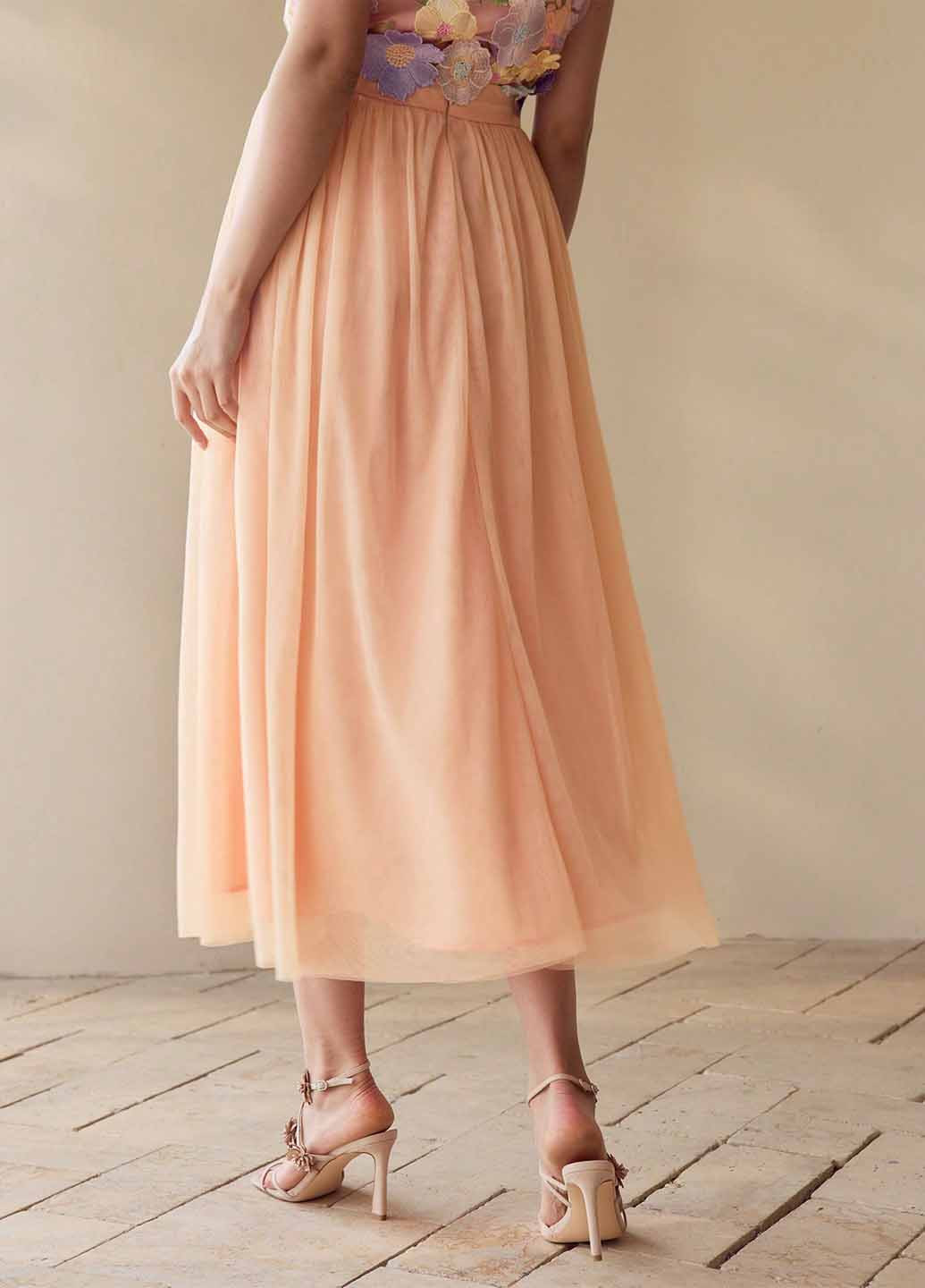 Оранжевая кэжуал однотонная юбка SHEIN