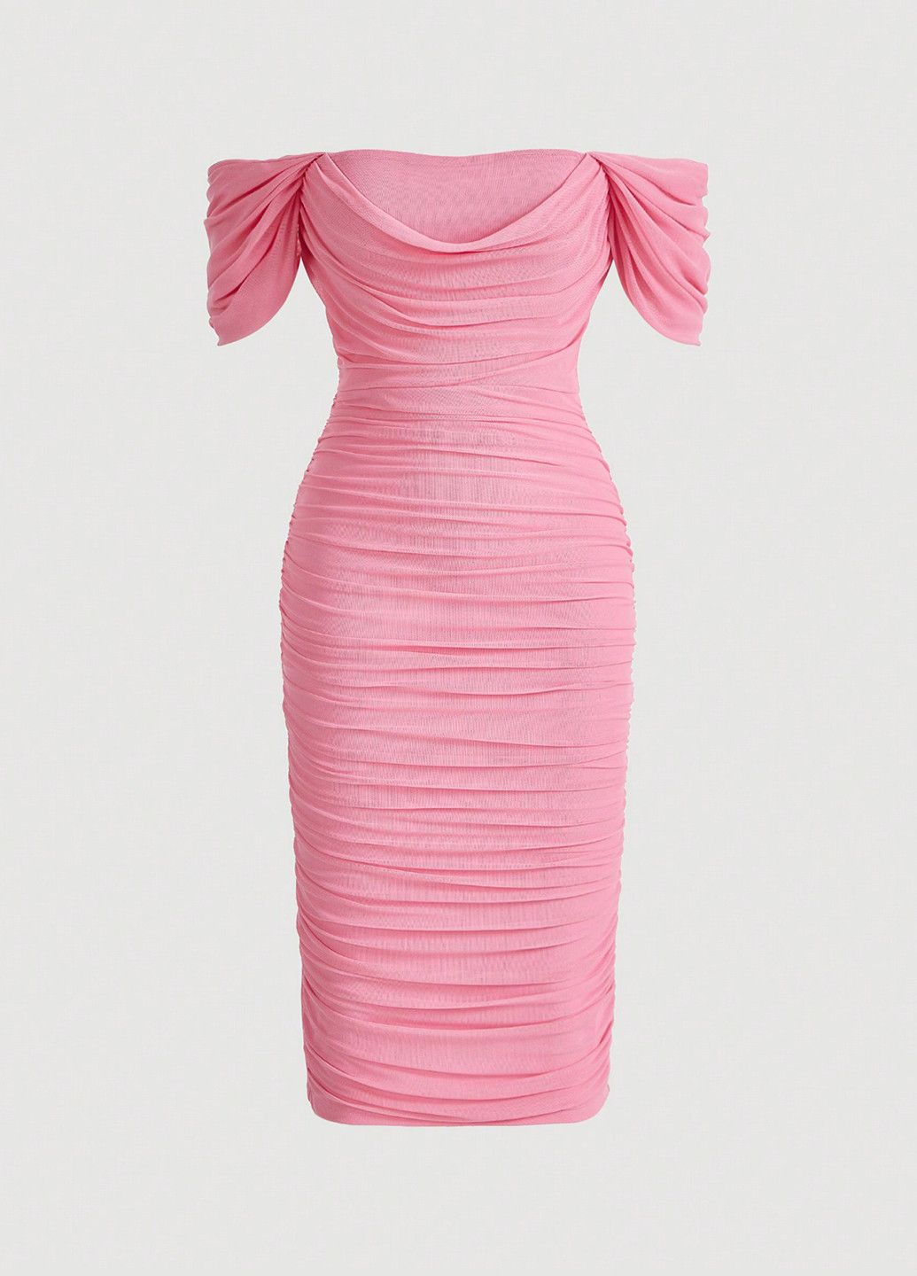 Рожева кежуал сукня футляр, з відкритими плечима SHEIN однотонна