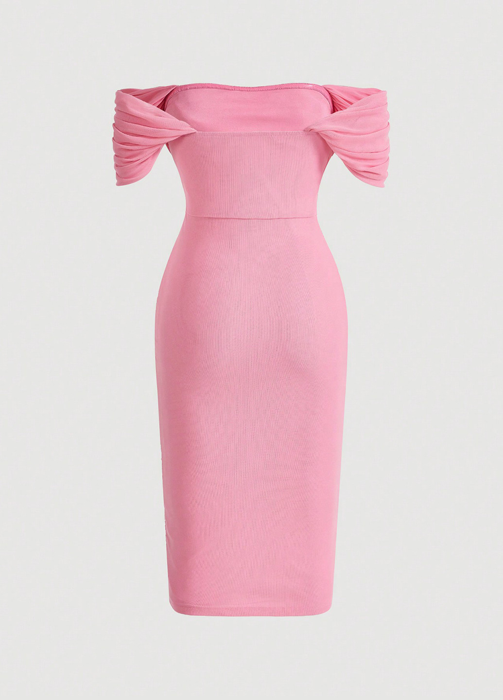 Рожева кежуал сукня футляр, з відкритими плечима SHEIN однотонна