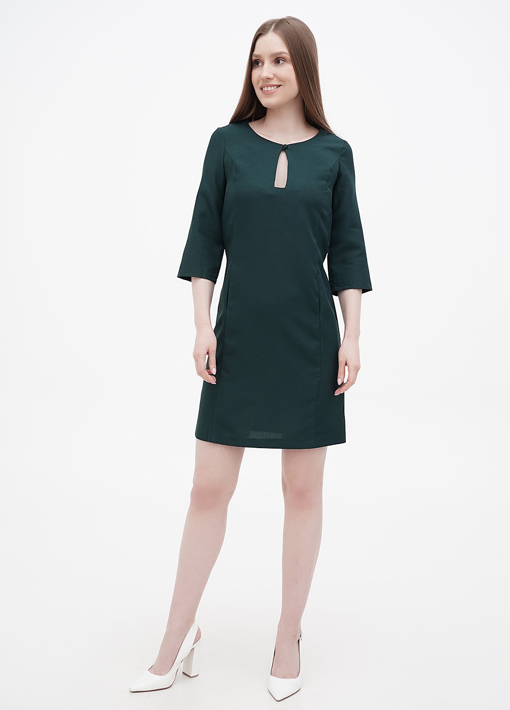 Темно-зеленое кэжуал платье футляр Rebecca Tatti однотонное