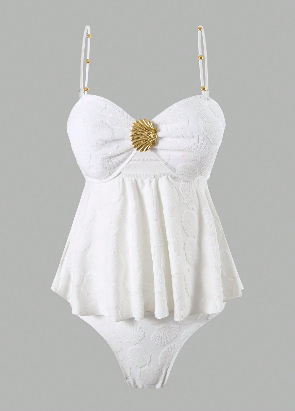 Білий літній купальник (ліф, трусики) роздільний, танкіні SHEIN