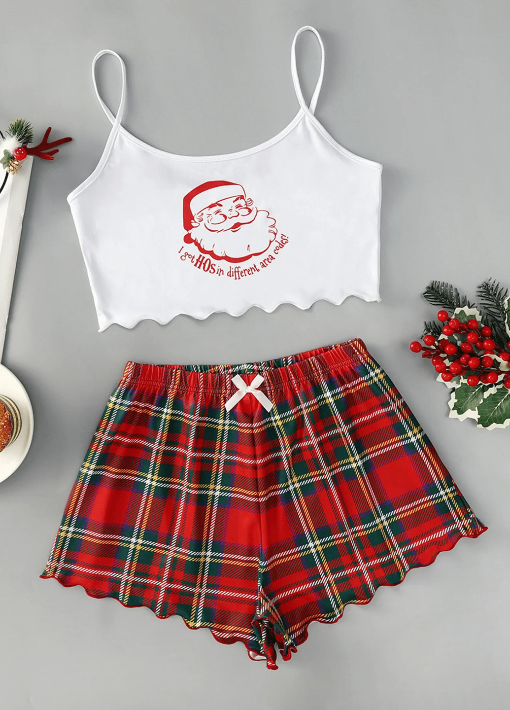 Комбинированная всесезон пижама (топ, шорты) топ + шорты SHEIN