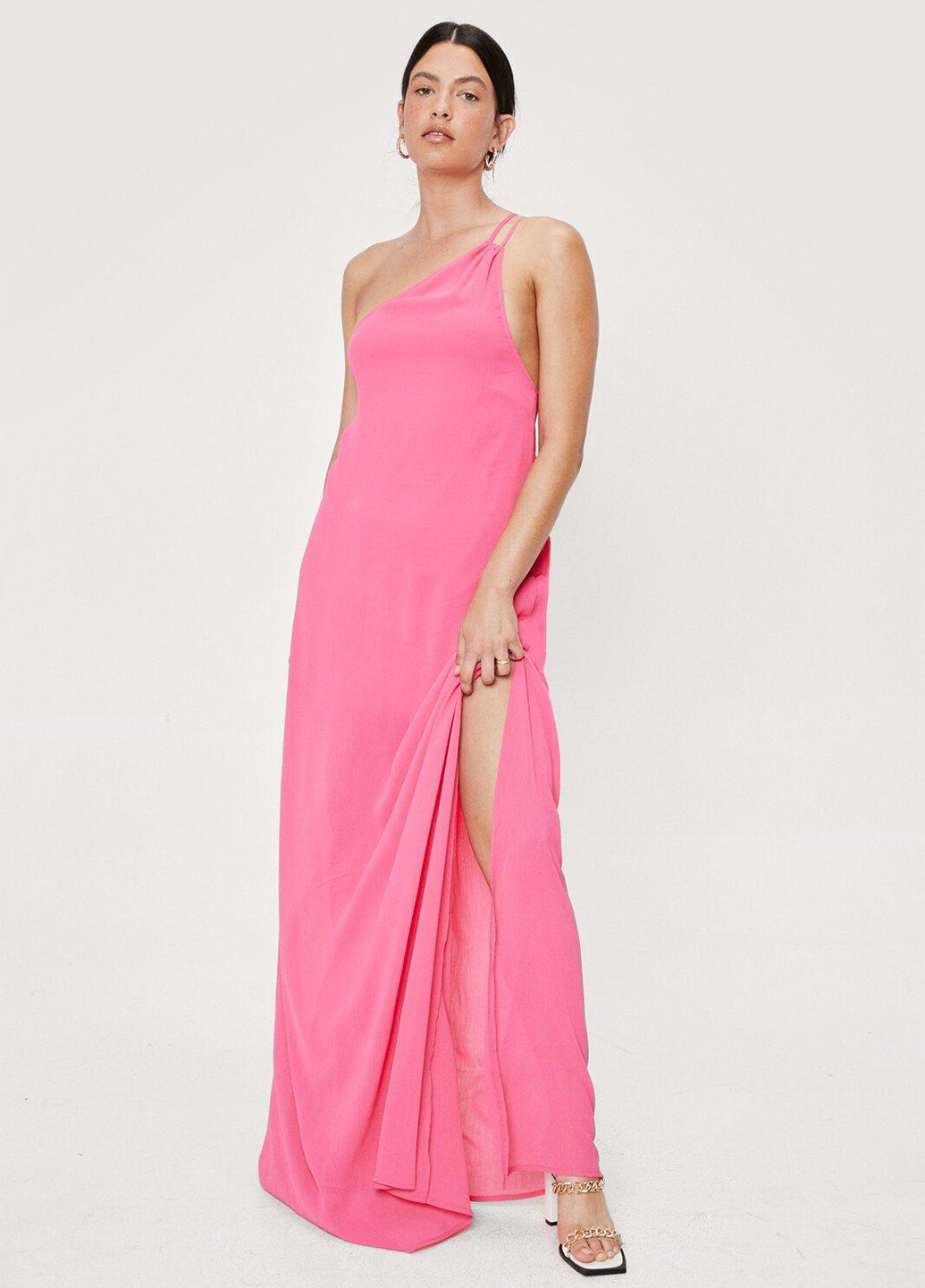Розовое кэжуал платье с открытой спиной Nasty Gal однотонное