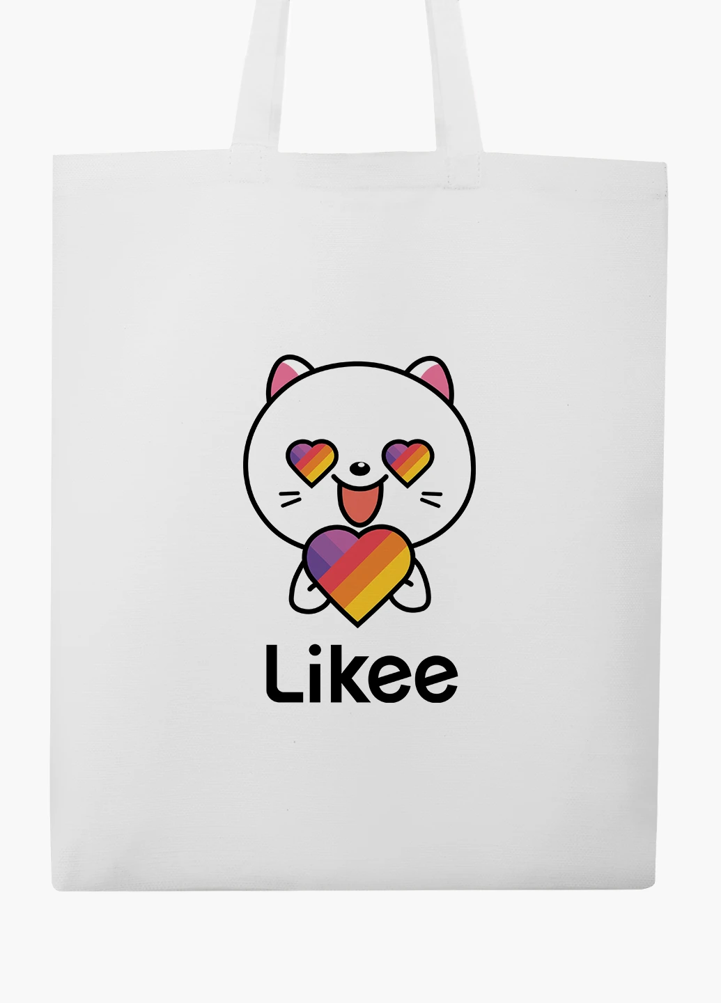 Еко сумка шоппер біла Лайк Котик (Likee Cat) (9227-1036-WT-2) екосумка шопер 41*35 см MobiPrint (219095367)