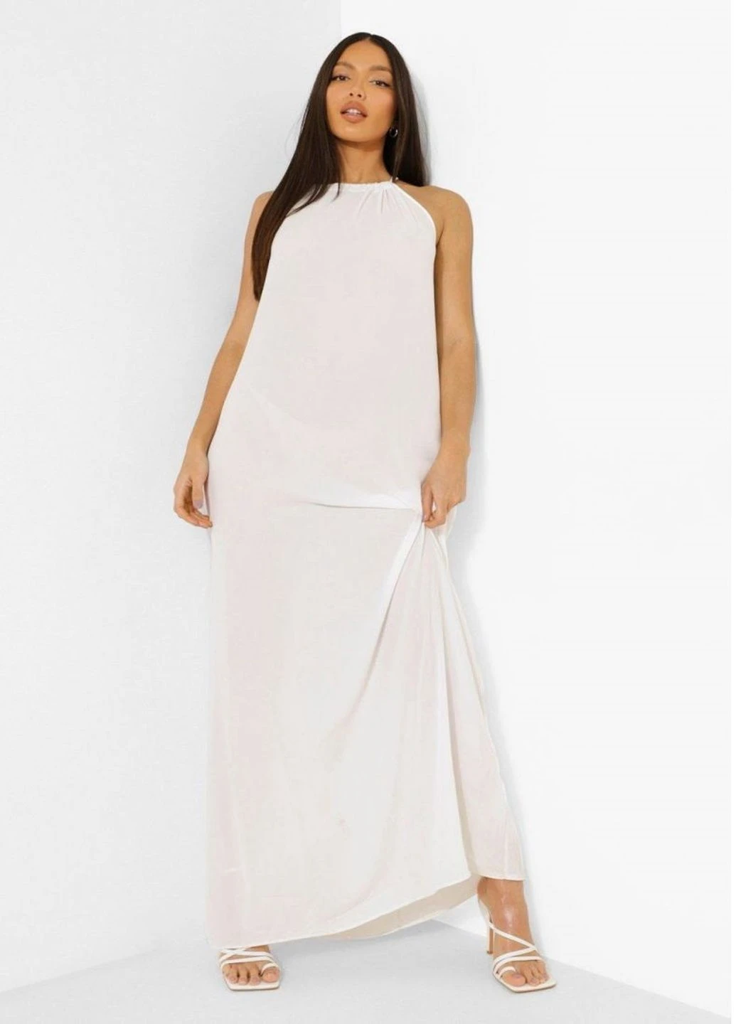 Белое кэжуал платье Boohoo однотонное