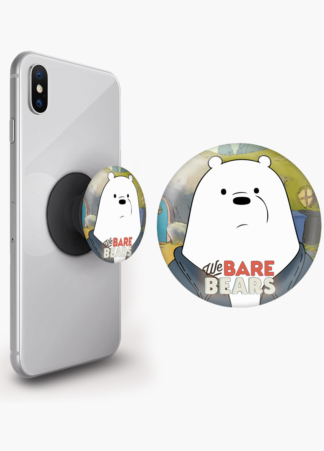 Попсокет (Popsockets) держатель для смартфона Вся правда о медведях (We Bare Bears) (8754-2895) Черный MobiPrint (229014732)