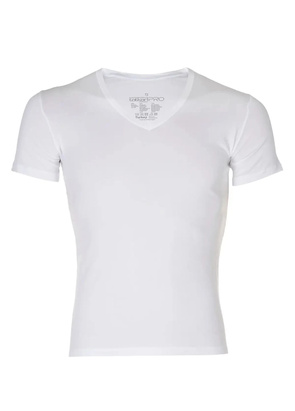 Белая футболка 585019-001 Tatkan Mens Modal&Cotton&Elasthan V-Neck Shirt