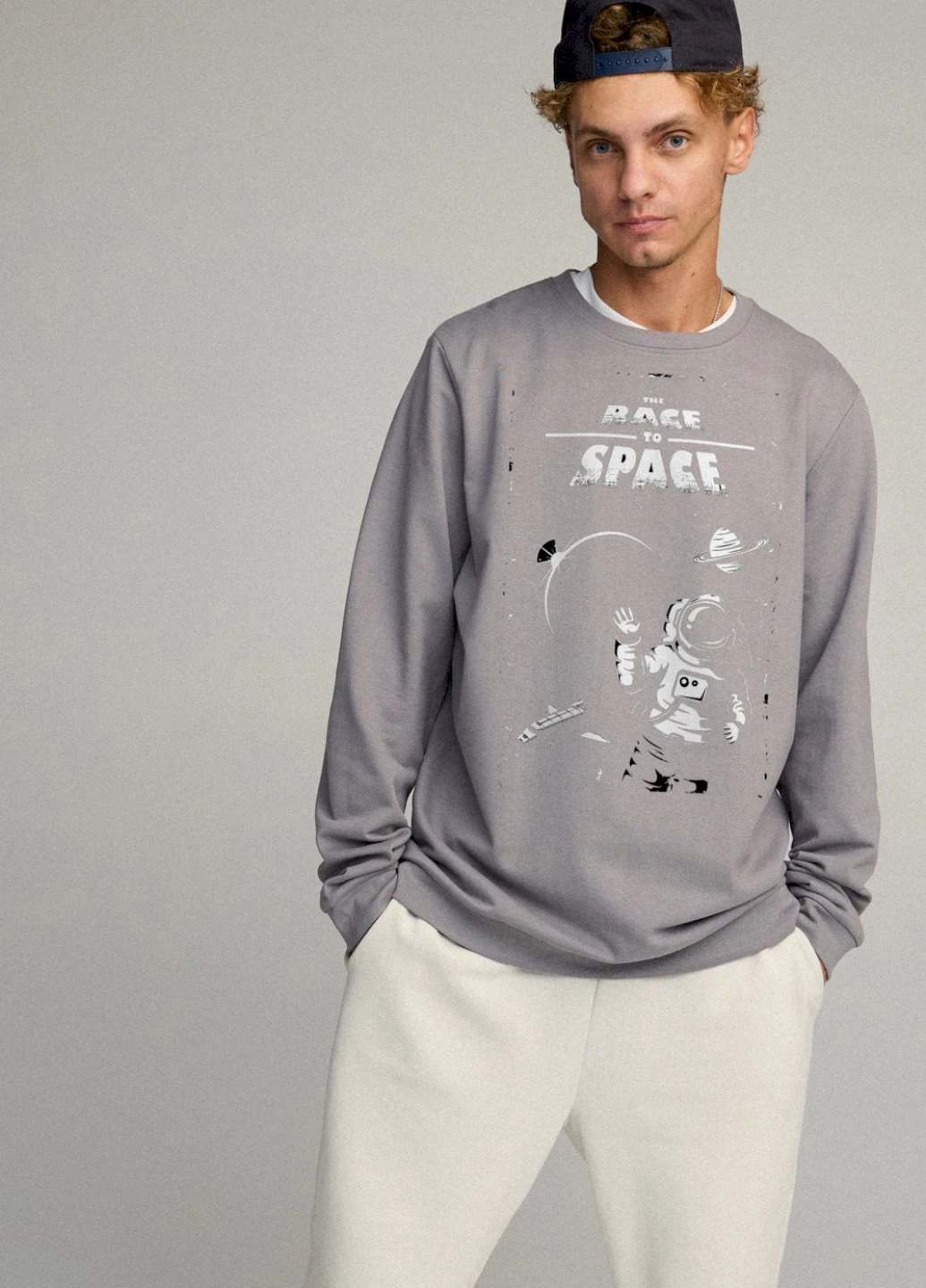Сірий світшот чоловічий oversize /no flis/ YAPPI (252259057)