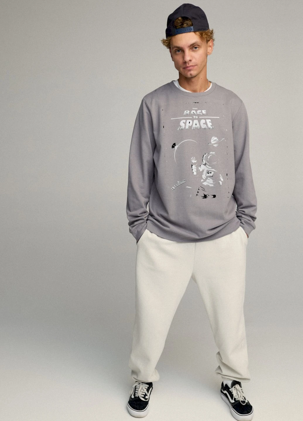 Сірий світшот чоловічий oversize /no flis/ YAPPI (252259057)
