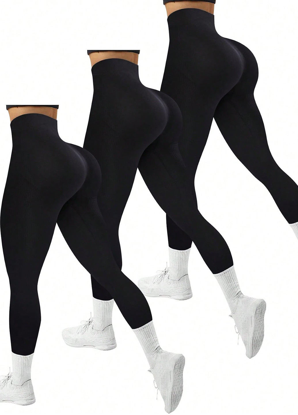 Черные демисезонные леггинсы (3шт.) SHEIN