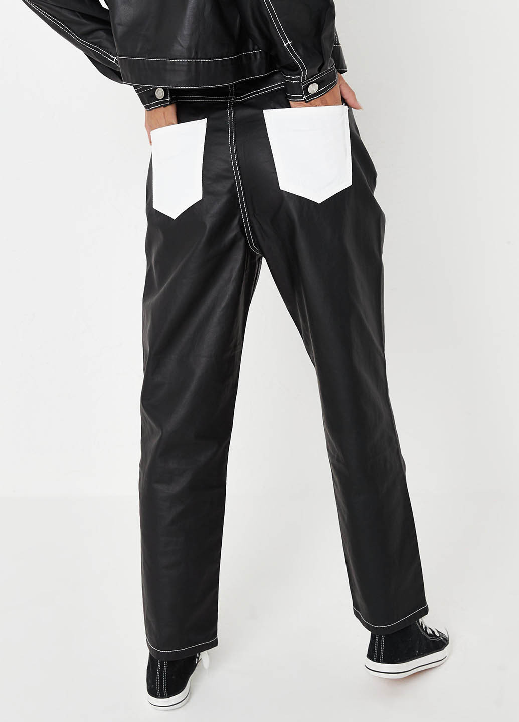 Черные кэжуал демисезонные прямые, укороченные брюки Missguided