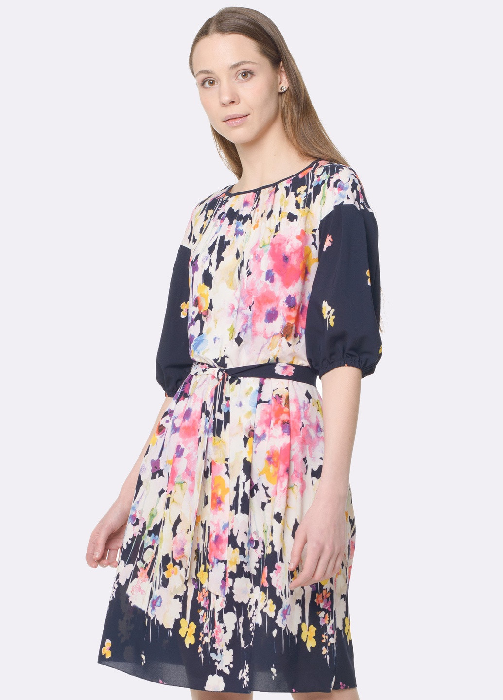 Комбінована кежуал сукня Cat Orange з квітковим принтом