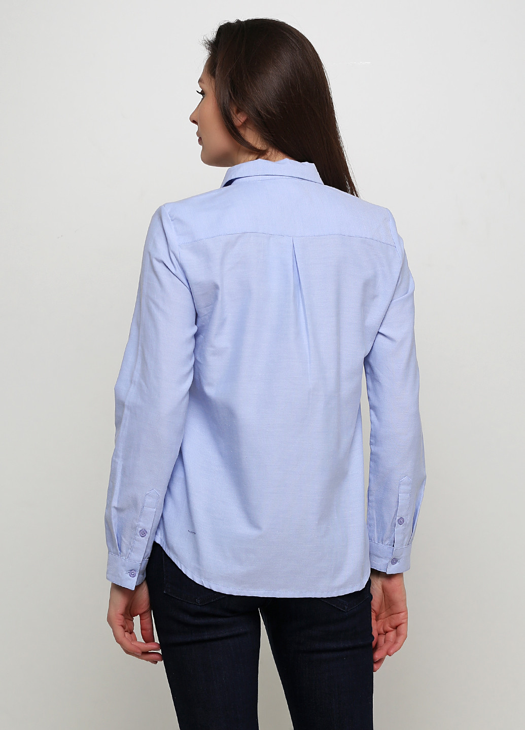 Голубой кэжуал рубашка однотонная BRANDTEX COPENHAGEN