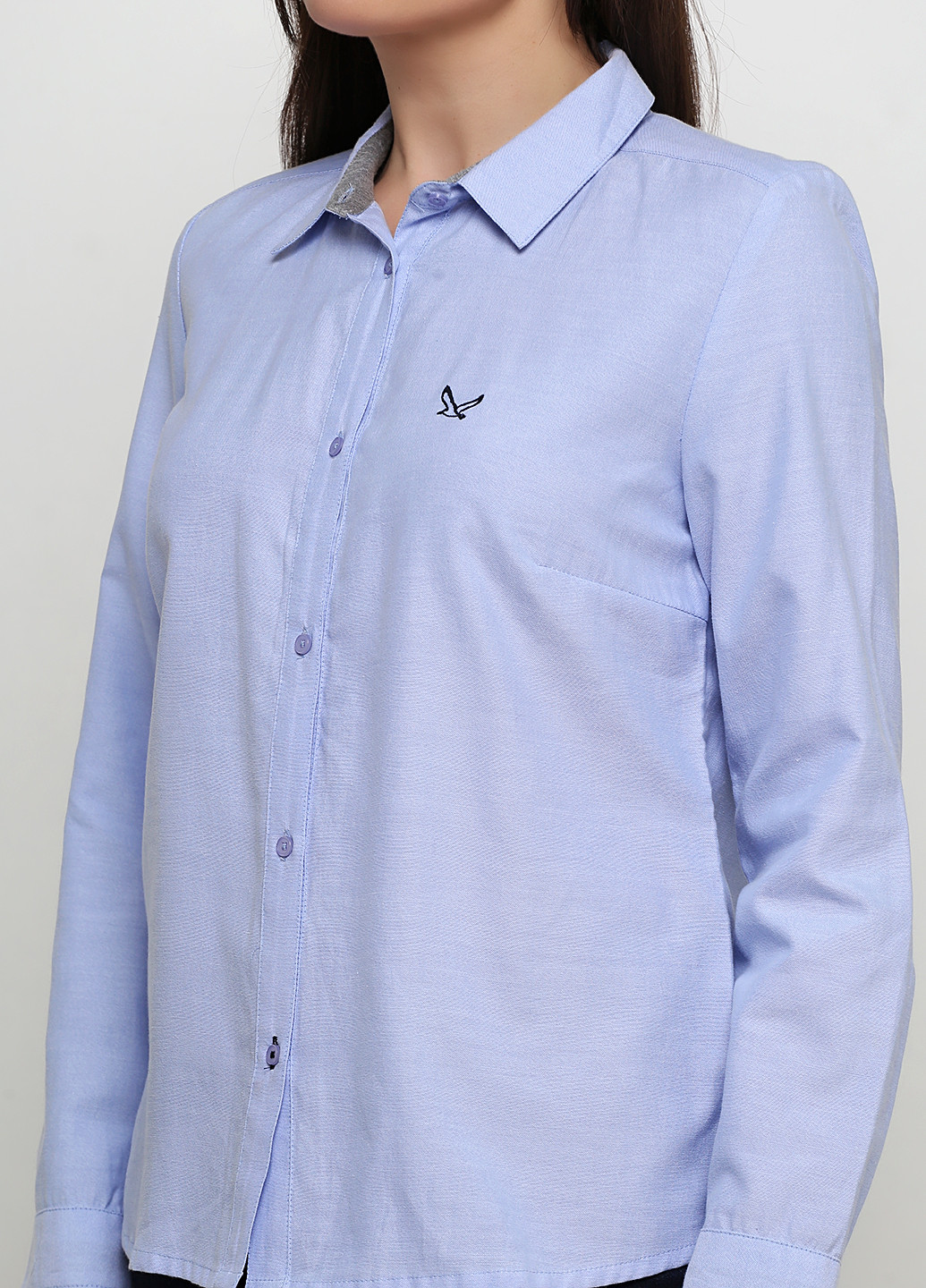 Голубой кэжуал рубашка однотонная BRANDTEX COPENHAGEN