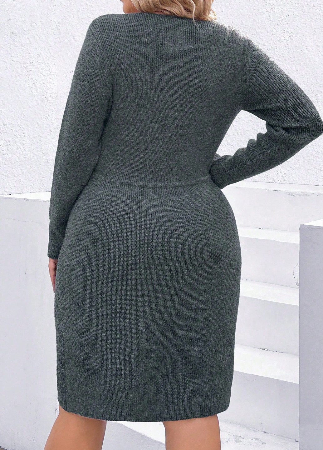 Темно-сіра кежуал сукня сукня светр SHEIN меланжева