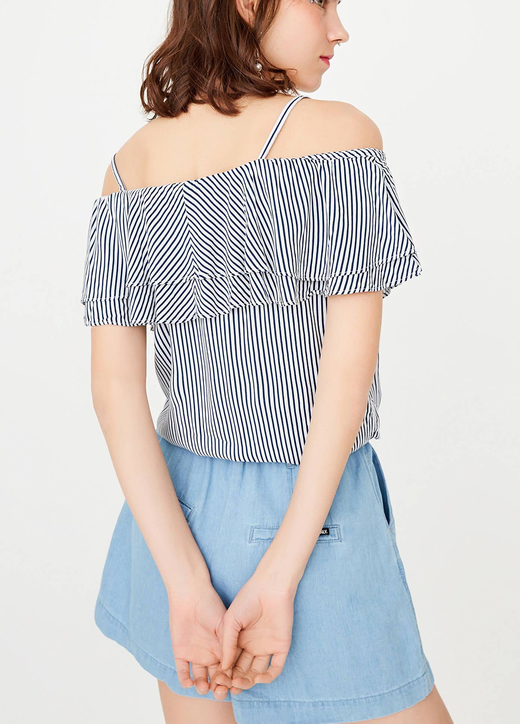 Комбинезон Only комбинезон-шорты однотонный голубой денил хлопок