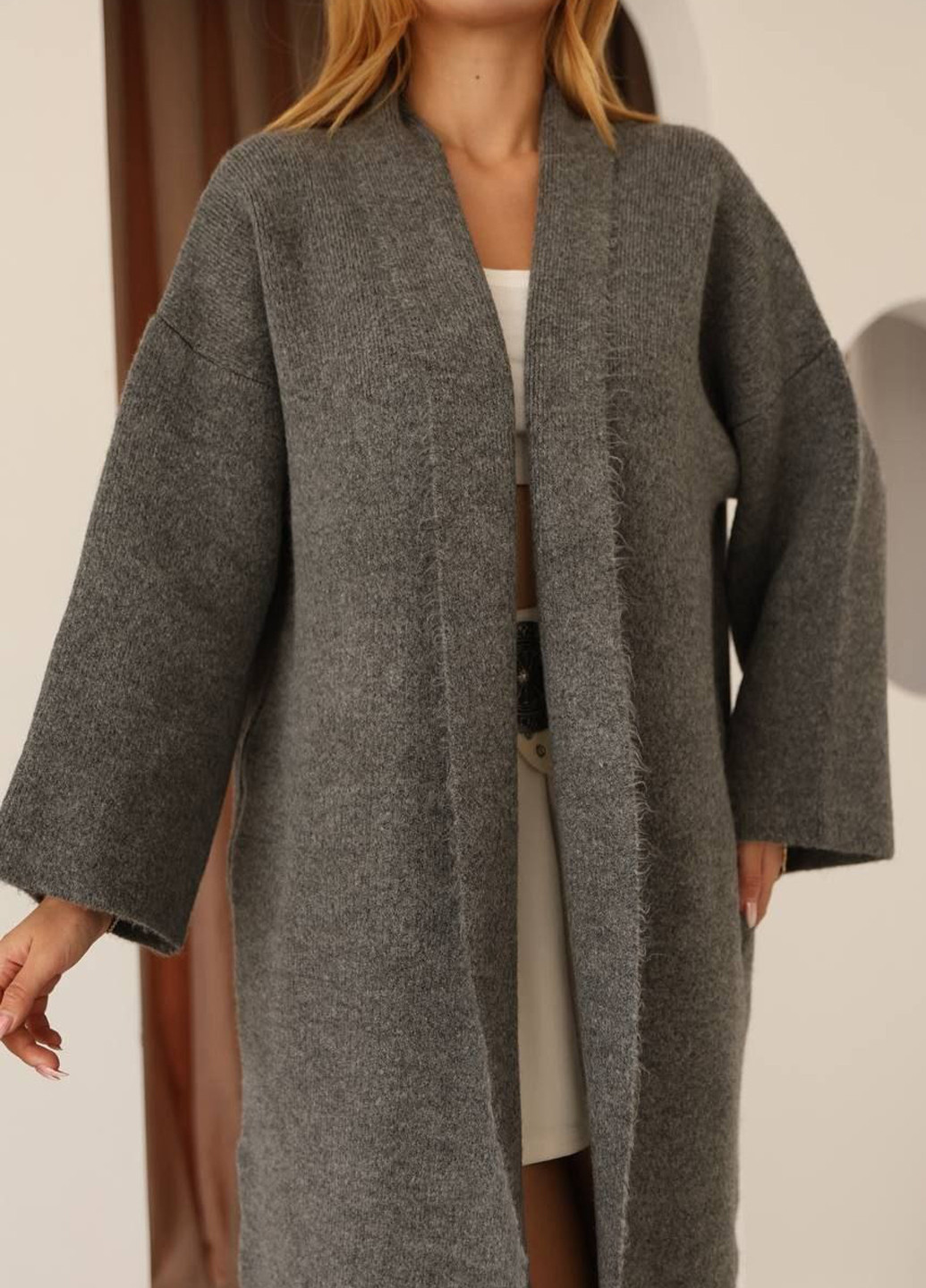 Темно-серый демисезонный кардиган No Brand