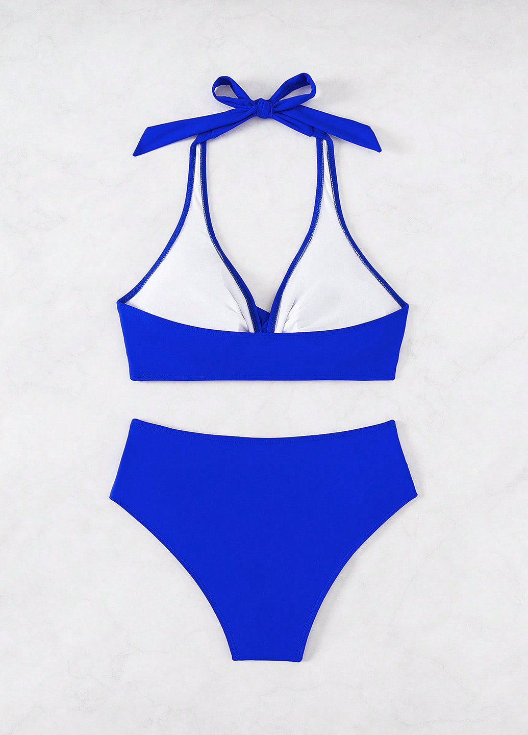 Синій літній купальник (ліф, трусики) халтер, роздільний SHEIN