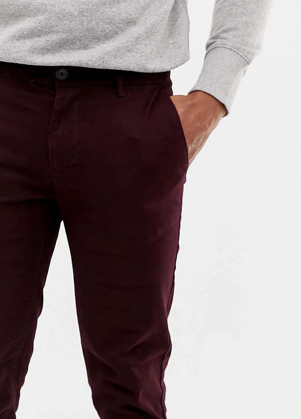 Бордовые кэжуал демисезонные чиносы брюки Burton Menswear