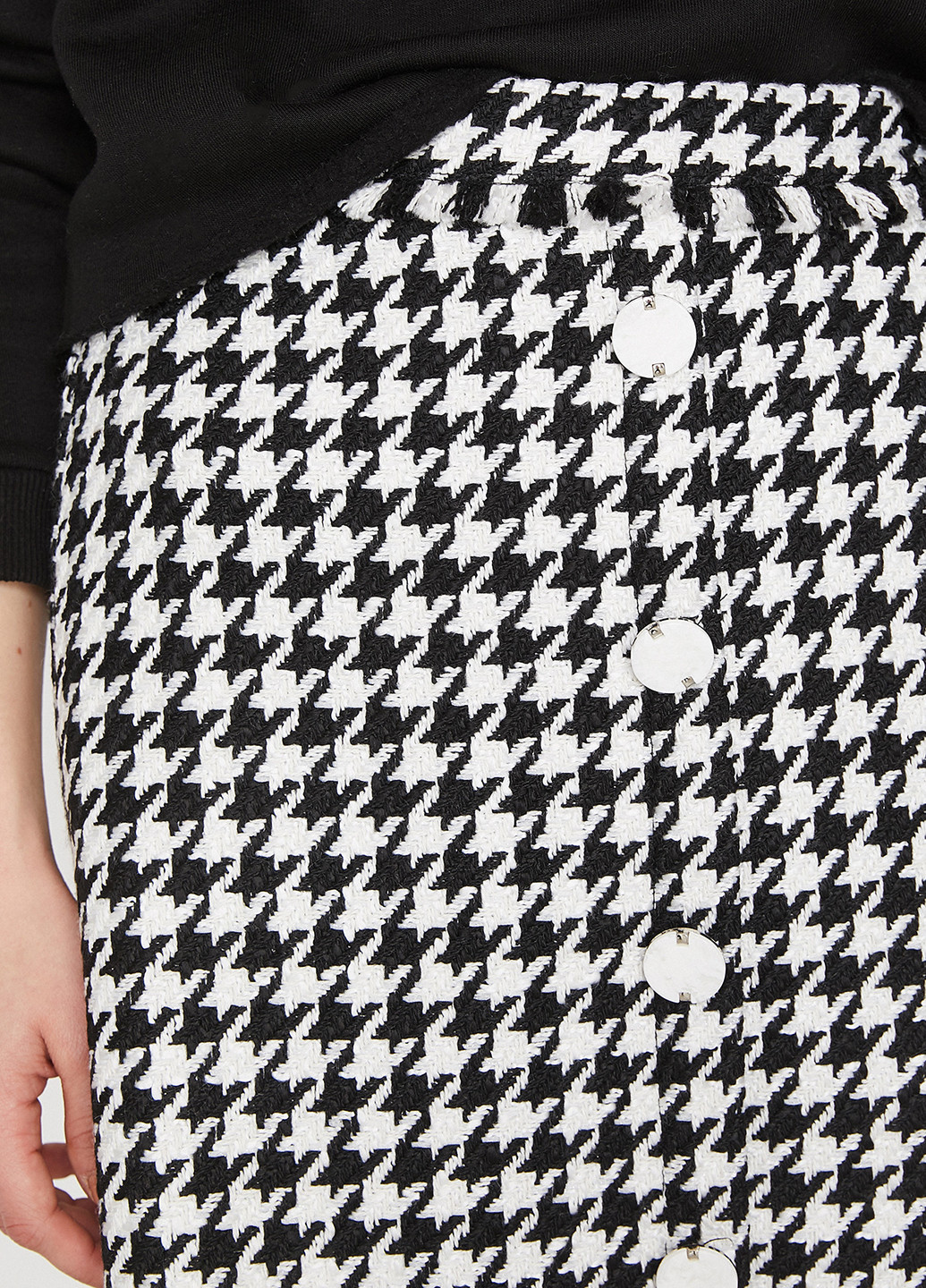 Черно-белая кэжуал с узором гусиная лапка юбка KOTON