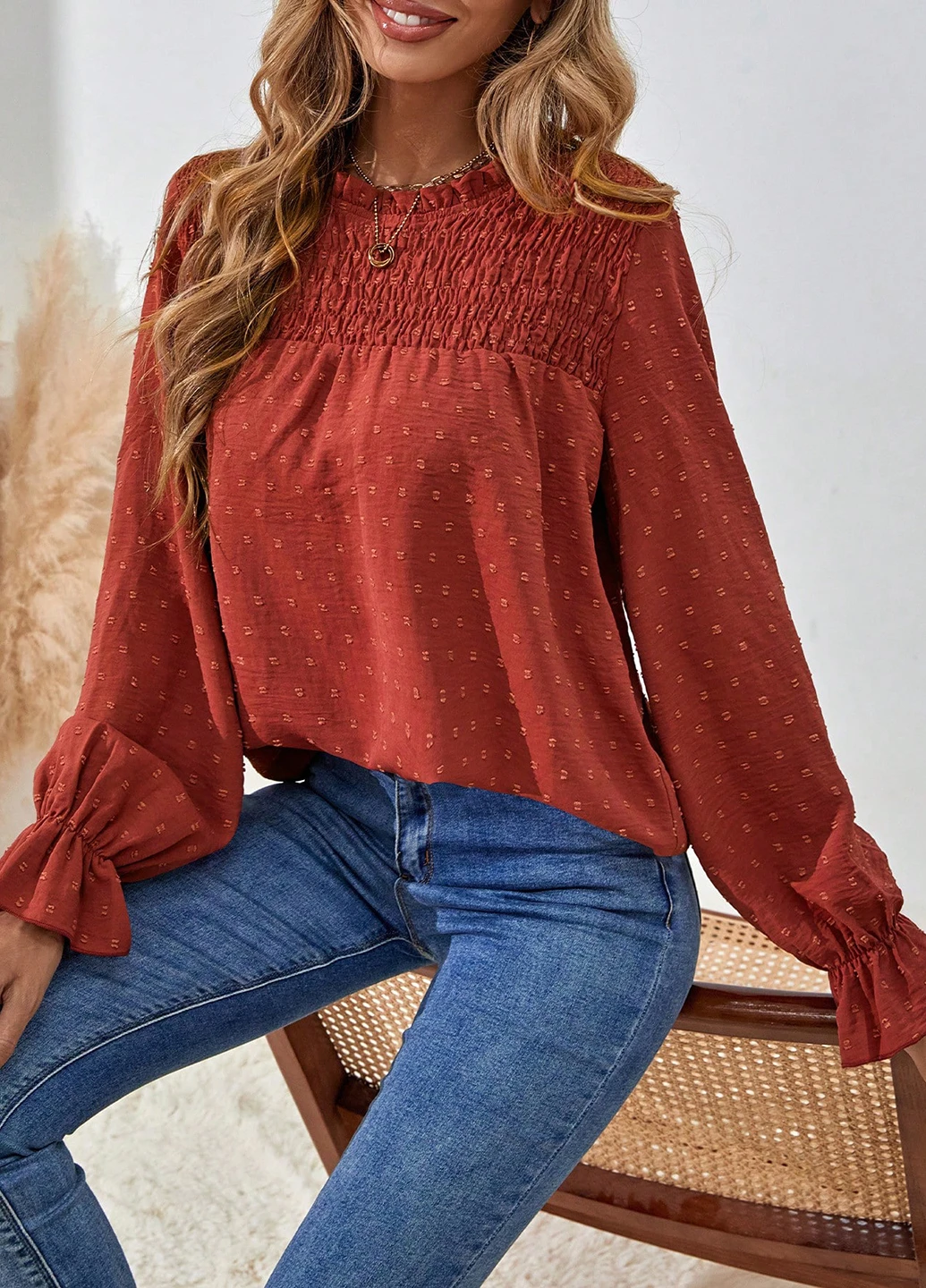 Теракотова блуза SHEIN