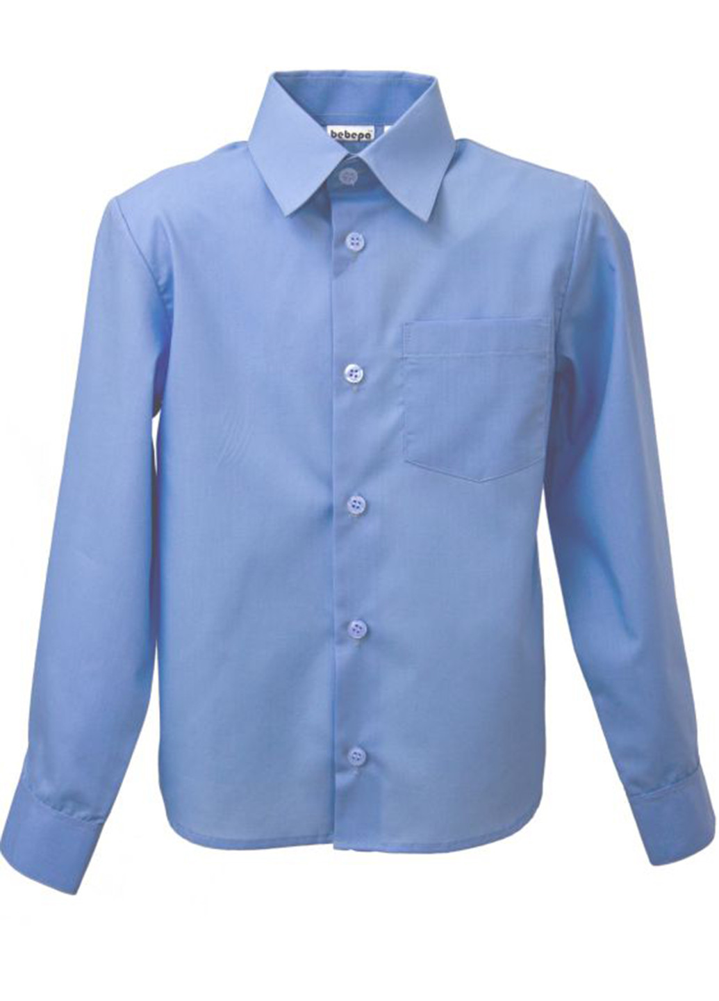 Голубой классическая рубашка однотонная Bebepa с длинным рукавом