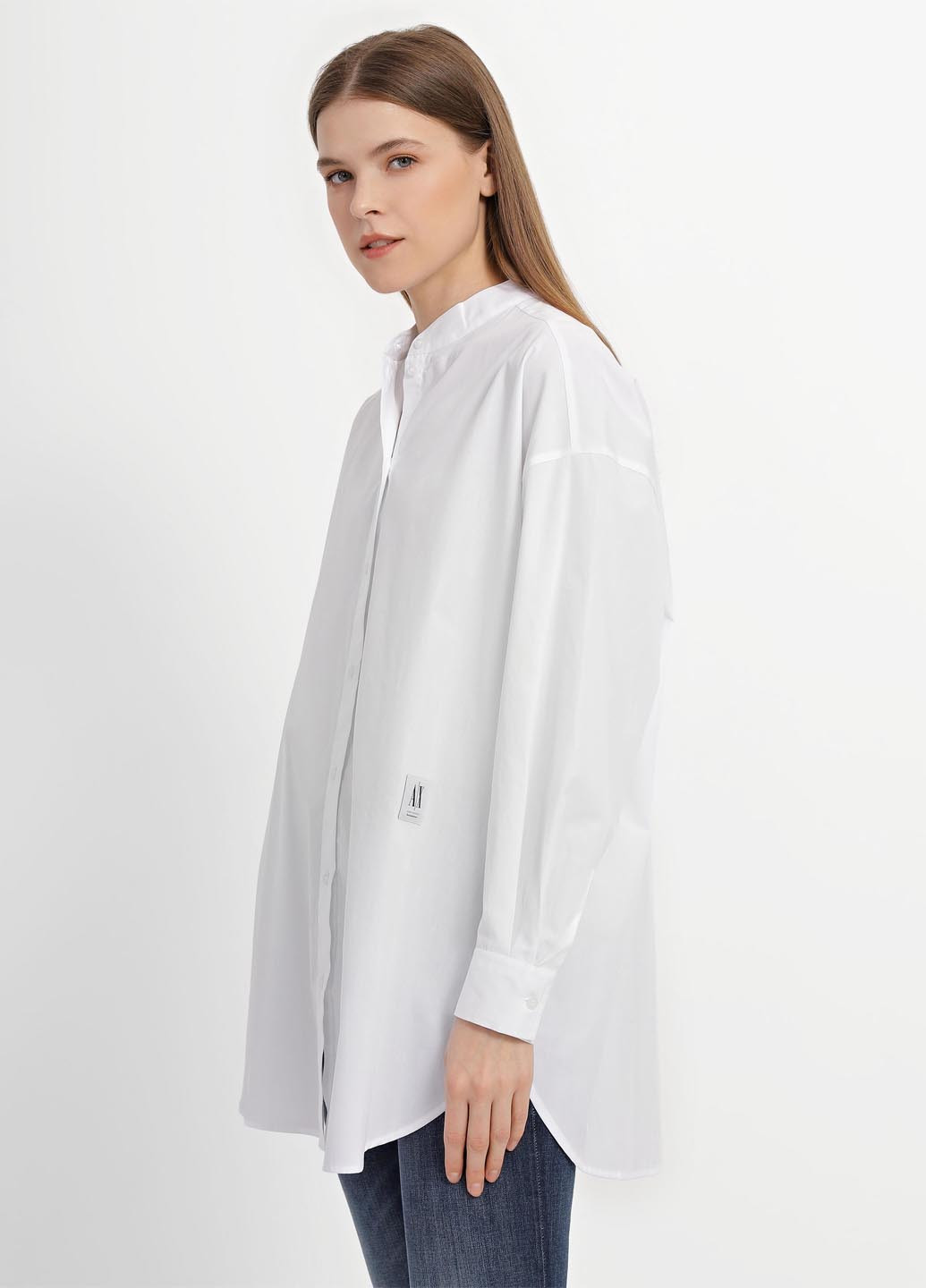 Белая кэжуал рубашка однотонная Armani Exchange