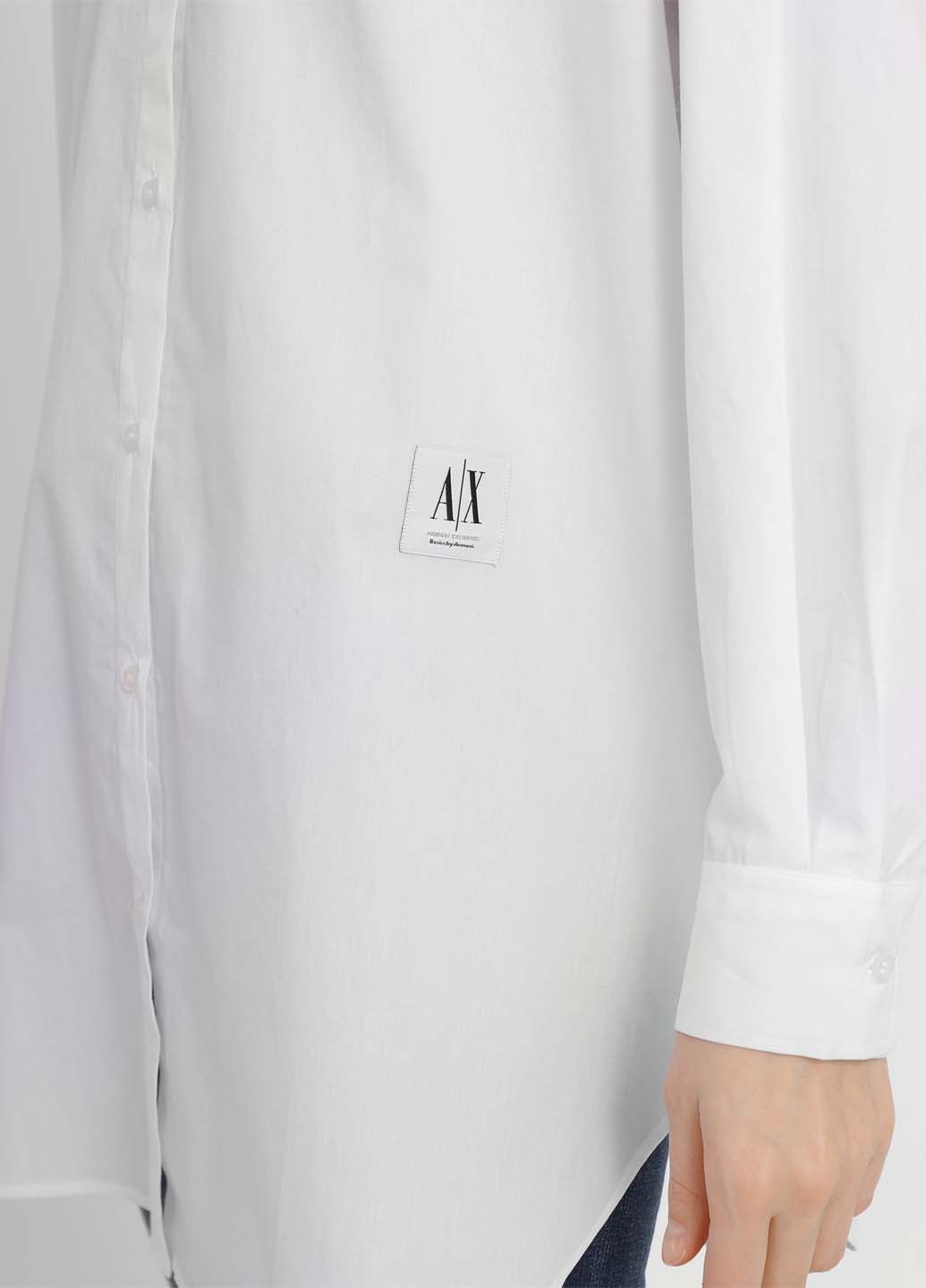 Белая кэжуал рубашка однотонная Armani Exchange
