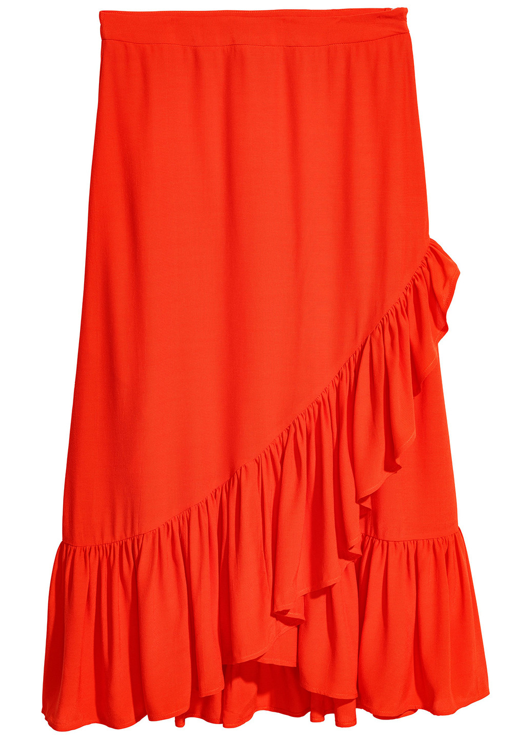 Оранжевая кэжуал однотонная юбка H&M клешированная