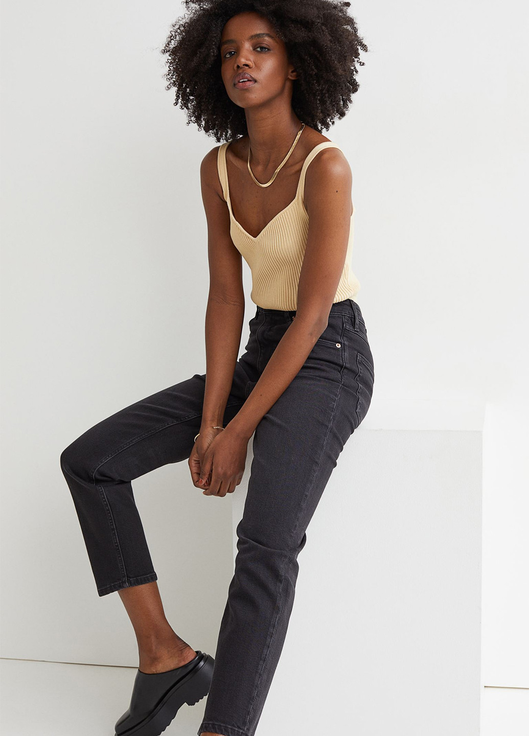 Темно-серые демисезонные укороченные, зауженные джинсы H&M