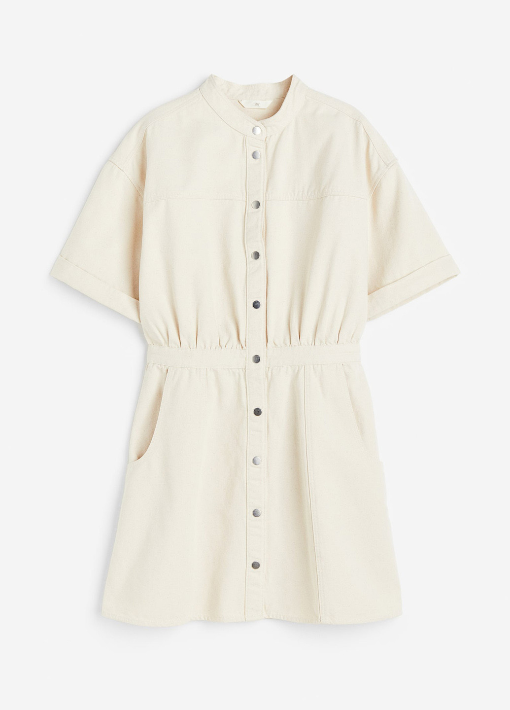 Светло-бежевое джинсовое платье H&M однотонное