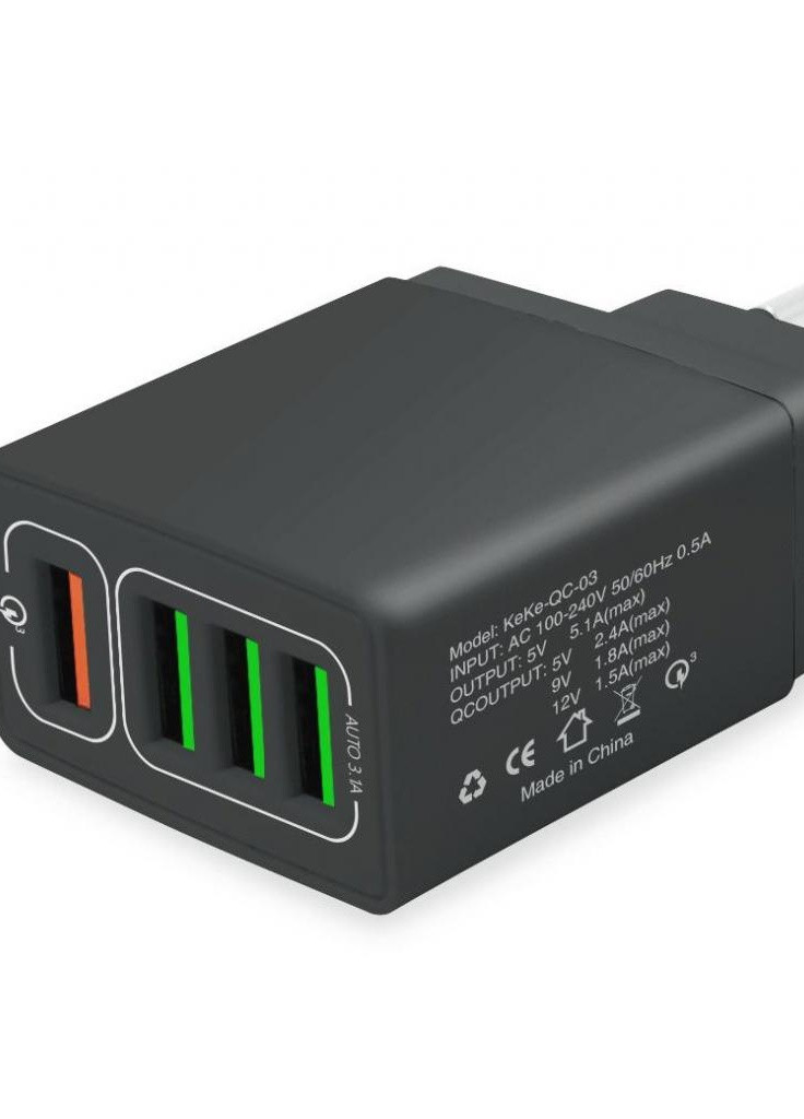 Зарядний пристрій QC-405 4 USB 6.2A Black (QC-405-BK) XoKo (216637590)